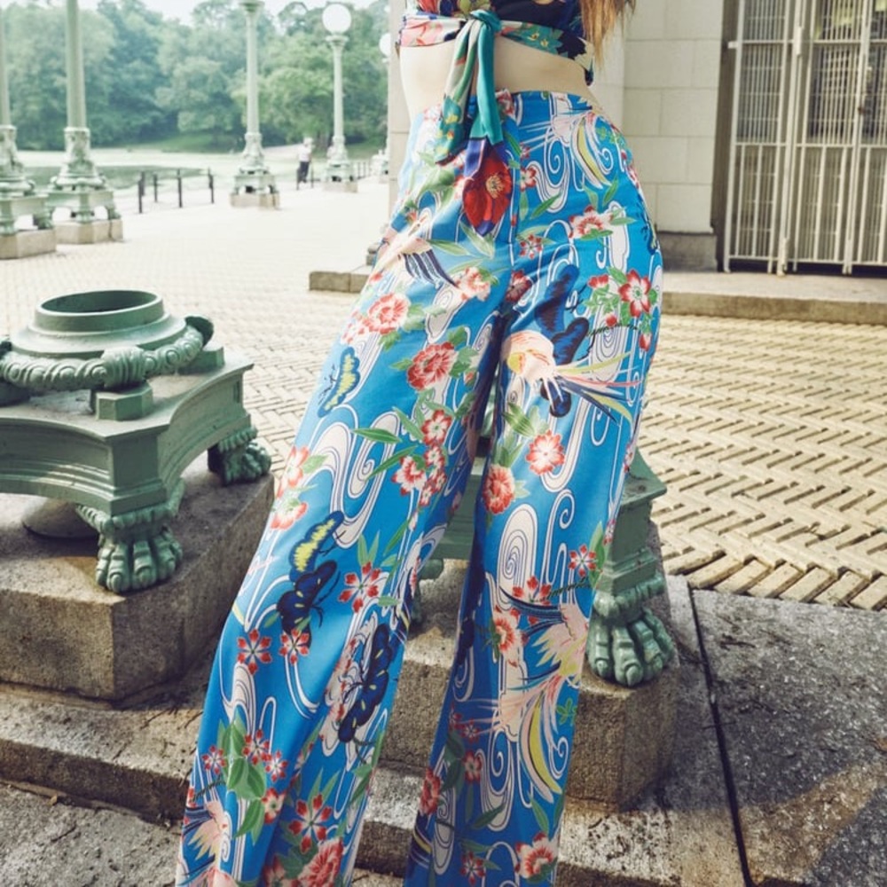ZARA CROPPED FLARE‎ TROUSERS WITH PRINT